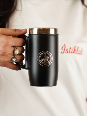 İstiklal Spor Kulplu Çelik Termos Bardak Siyah 240 ML