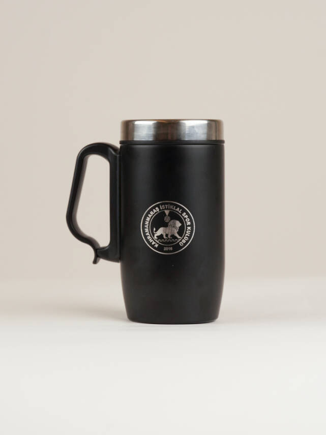 İstiklal Spor Kulplu Çelik Termos Bardak Siyah 240 ML - 2